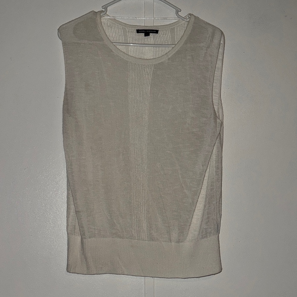 Noel Asmar Sheer Knit Tank Top - Cream